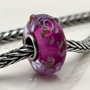 TROLLBEADS UU Dark Fuchsia Purple Pink Flower Unique LAA 925S NEW!